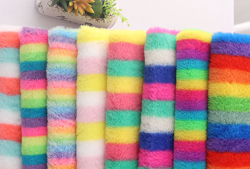 Tissu en peluche imprimé en fourrure de lapin rayé coloré, 500mg, 160cm